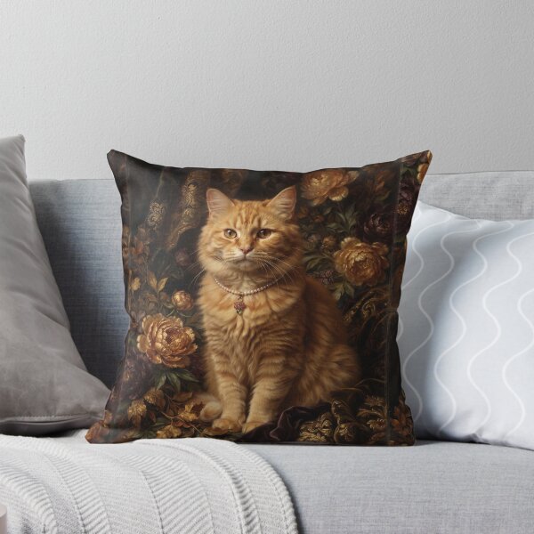 Item preview, Noble Ginger Cat with Gem Pearl Necklace designed and sold by Real Beast Art.