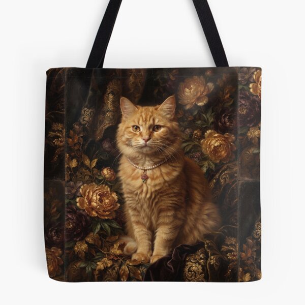 Item preview, Noble Ginger Cat with Gem Pearl Necklace designed and sold by Real Beast Art.