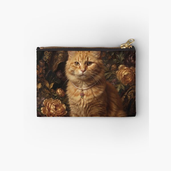 Item preview, Noble Ginger Cat with Gem Pearl Necklace designed and sold by Real Beast Art.