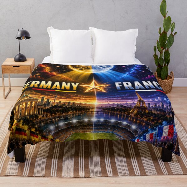 Item preview, Germany vs France football match poster/cosmic neon football rival art  designed and sold by Nexus Space.
