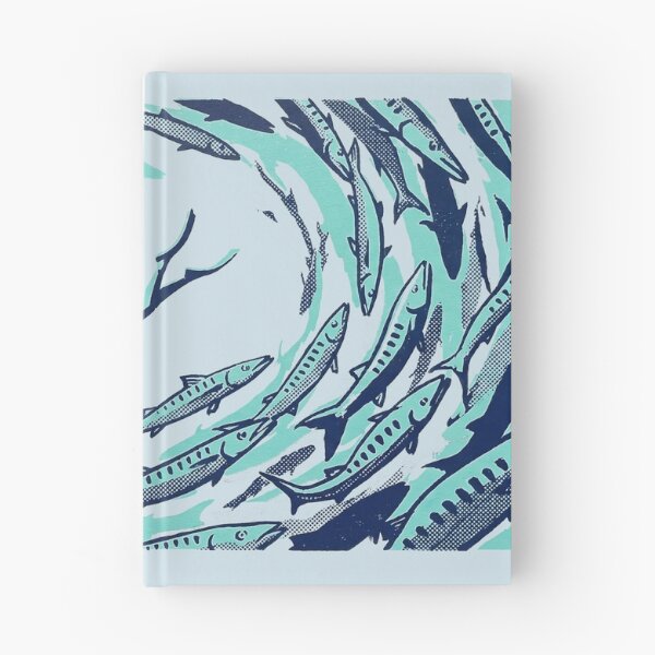 Item preview, Scuba Diver Swimming with Barracuda School Woodcut Linocut Art designed and sold by KiwiRider.