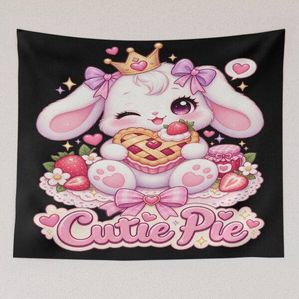 Item preview, Cute Bunny Cutie Pie – Kawaii Strawberry Pie Sweetheart designed and sold by Moonlight Studio.