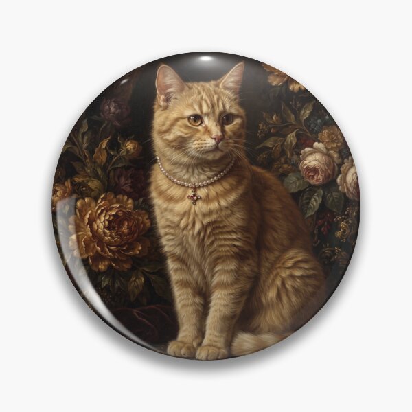 Item preview, Noble Ginger Cat with Pearl Cross Necklace designed and sold by Real Beast Art.