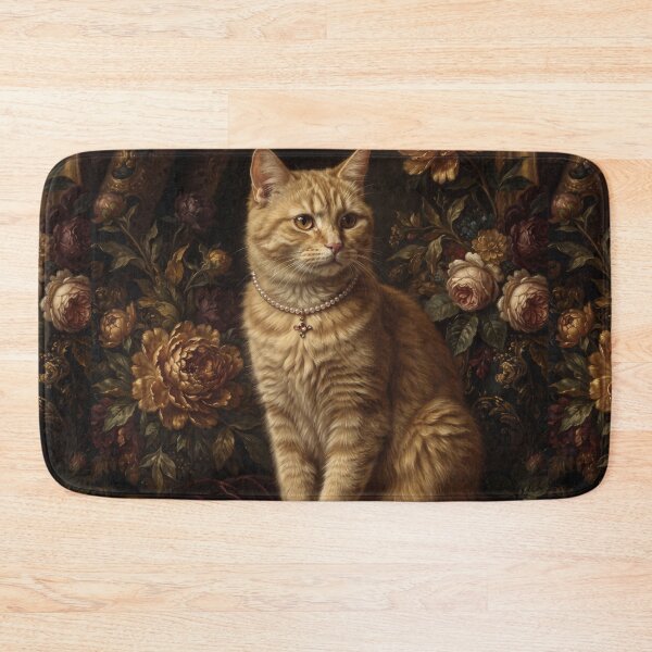 Item preview, Noble Ginger Cat with Pearl Cross Necklace designed and sold by Real Beast Art.