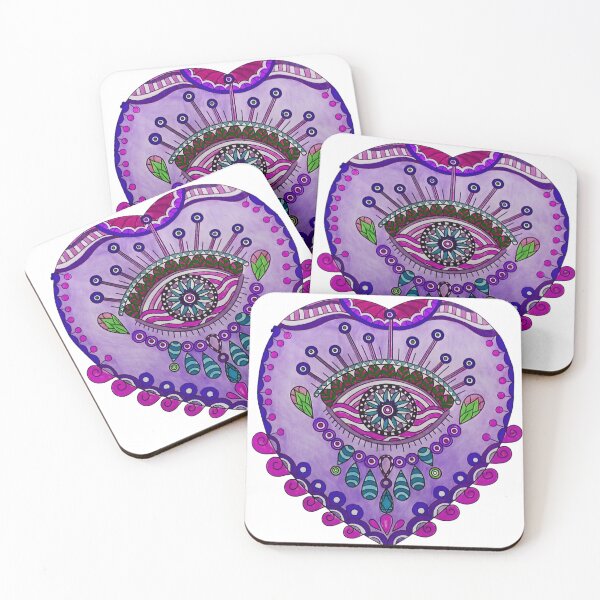 Item preview, Mystic Evil Eye Heart Folk Art Illustration designed and sold by reezorrrr.