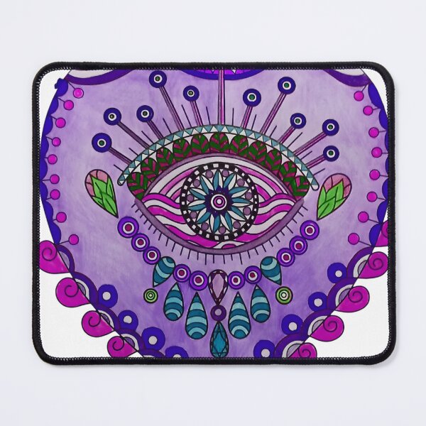 Item preview, Mystic Evil Eye Heart Folk Art Illustration designed and sold by reezorrrr.