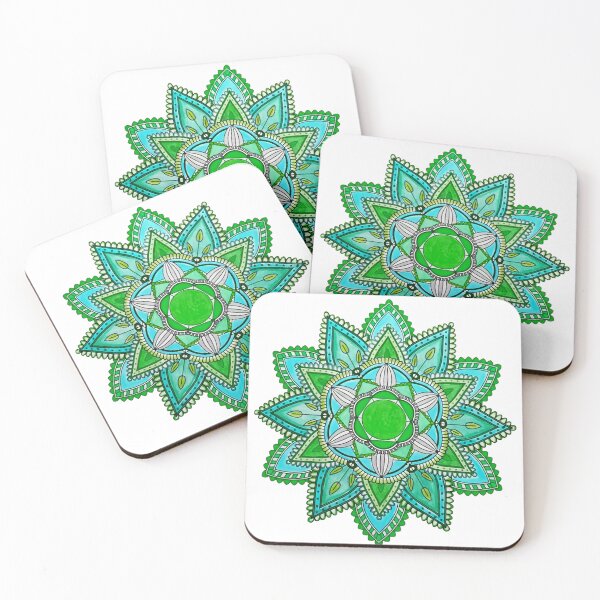Item preview, Green Turquoise Mandala Folk Art Illustration designed and sold by reezorrrr.