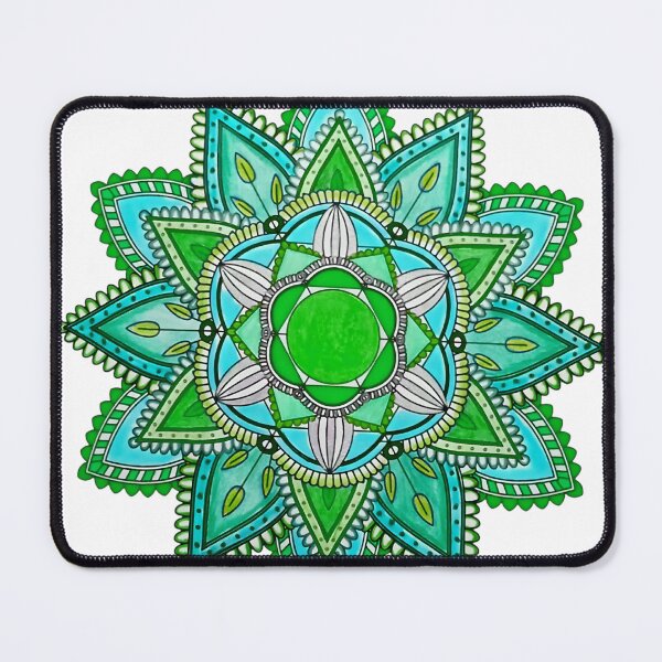 Item preview, Green Turquoise Mandala Folk Art Illustration designed and sold by reezorrrr.