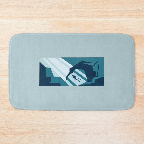 Item preview, Scuba Diver Underwater Cave Sunrays Ocean Woodcut Linocut Art designed and sold by KiwiRider.