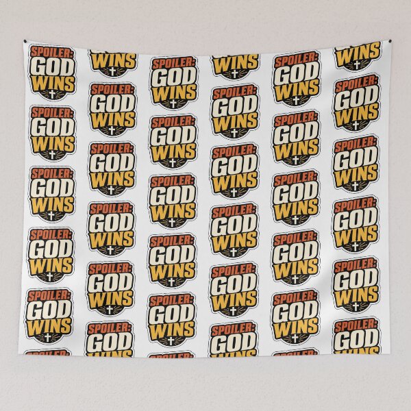 Item preview, Spoiler God Wins Faith Sticker designed and sold by RedRubyBubble.