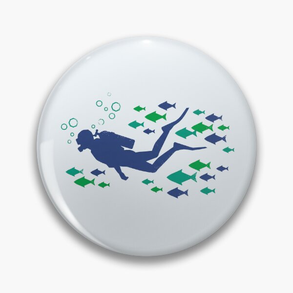 Item preview, Scuba Diver Swimming with School of Fish Woodcut Linocut Art designed and sold by KiwiRider.