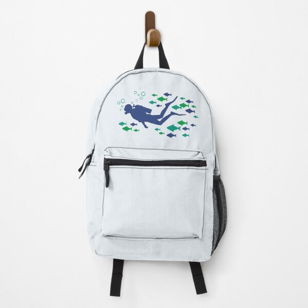 Item preview, Scuba Diver Swimming with School of Fish Woodcut Linocut Art designed and sold by KiwiRider.