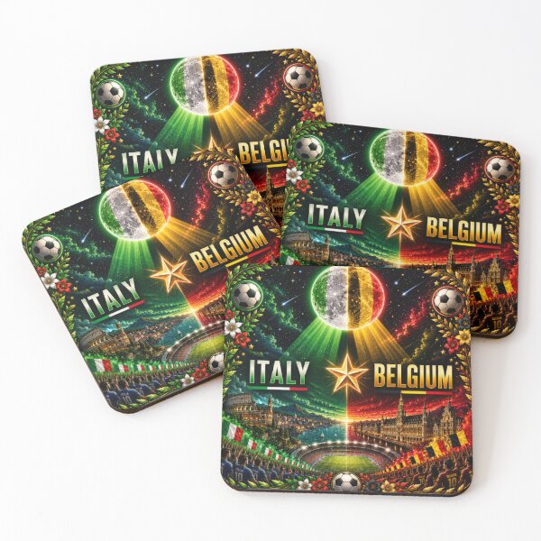 Item preview, Italy Belgium football match poster /cosmic neon football rival art  designed and sold by Nexus Space.