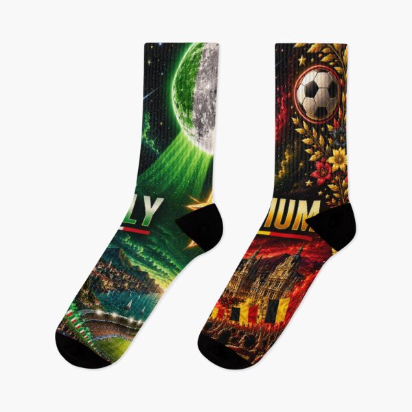 Item preview, Italy Belgium football match poster /cosmic neon football rival art  designed and sold by Nexus Space.