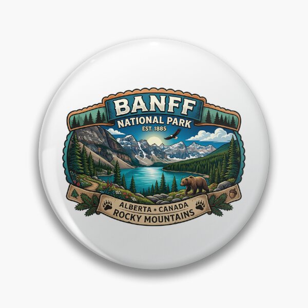 Item preview, Banff National Park Canada Vintage Rocky Mountains Bear Lake Moraine Badge designed and sold by LittleArij.