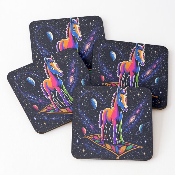 Item preview, Cosmic Rainbow Horse on Magic Carpet in Space - Tugy designed and sold by Breezes-of-Ida.