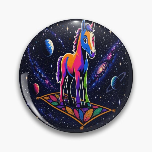 Item preview, Cosmic Rainbow Horse on Magic Carpet in Space - Tugy designed and sold by Breezes-of-Ida.