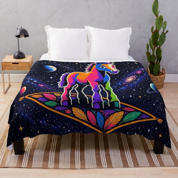 Item preview, Cosmic Rainbow Horse on Magic Carpet in Space - Tugy designed and sold by Breezes-of-Ida.