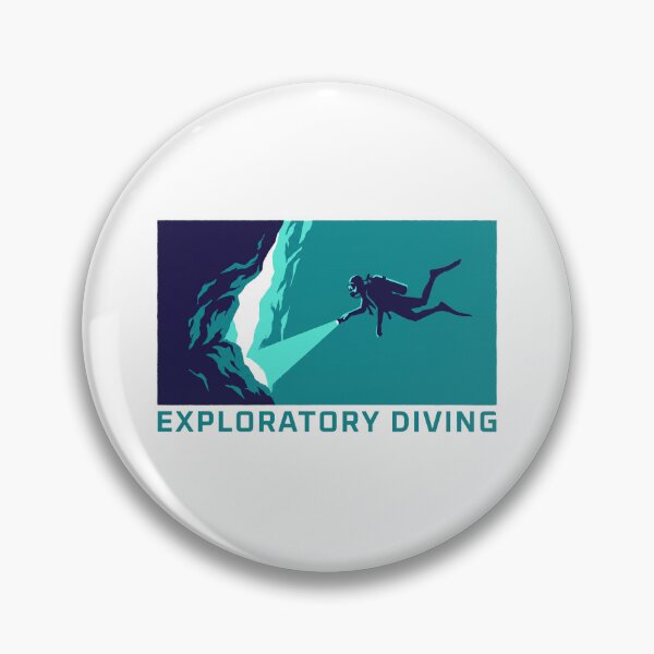 Item preview, Exploratory Diving Cave Diver Underwater Woodcut Linocut Art designed and sold by KiwiRider.