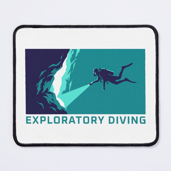 Item preview, Exploratory Diving Cave Diver Underwater Woodcut Linocut Art designed and sold by KiwiRider.