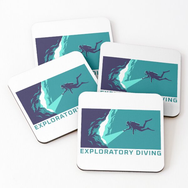 Item preview, Exploratory Diving Cave Diver Underwater Woodcut Linocut Art designed and sold by KiwiRider.