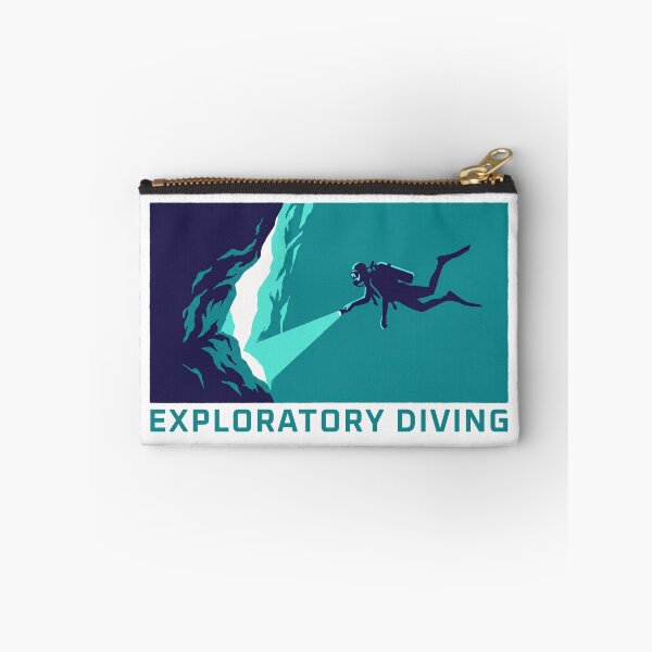 Item preview, Exploratory Diving Cave Diver Underwater Woodcut Linocut Art designed and sold by KiwiRider.
