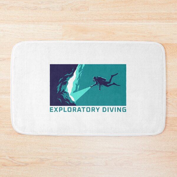 Item preview, Exploratory Diving Cave Diver Underwater Woodcut Linocut Art designed and sold by KiwiRider.