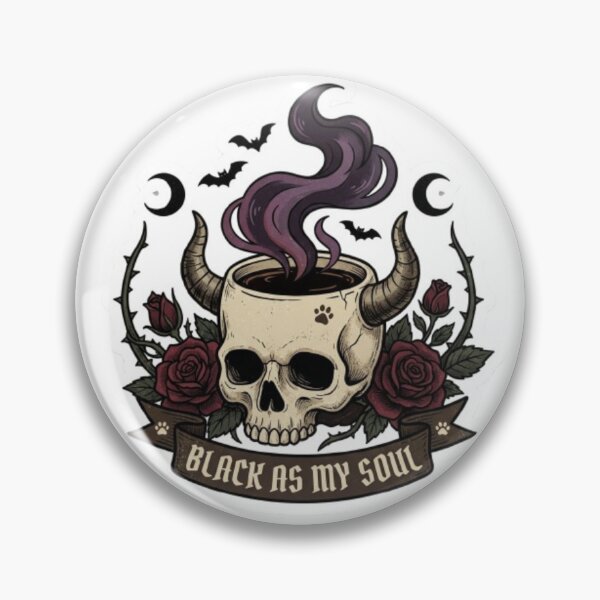 Item preview, Goth Coffee Skull Sticker Black As My Soul Spooky Espresso designed and sold by InkweariaStudio.