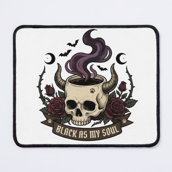 Item preview, Goth Coffee Skull Sticker Black As My Soul Spooky Espresso designed and sold by InkweariaStudio.