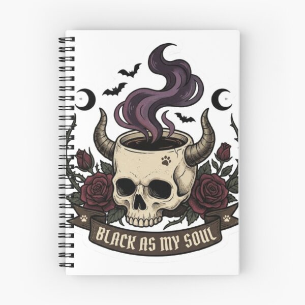 Item preview, Goth Coffee Skull Sticker Black As My Soul Spooky Espresso designed and sold by InkweariaStudio.