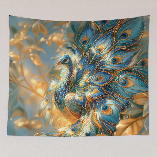 Item preview, Beautiful Peacock  in Blue and Gold designed and sold by MargaretWiktor.