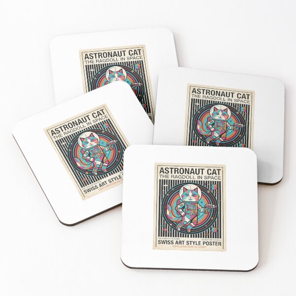 Item preview, Ragdoll Cat Astronaut - Mid Century Modern Pet Poster designed and sold by PictoVibe.