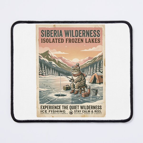 Item preview, Siberian Cat Ice Fisher - Vintage WPA National Park Pet Poster designed and sold by PictoVibe.