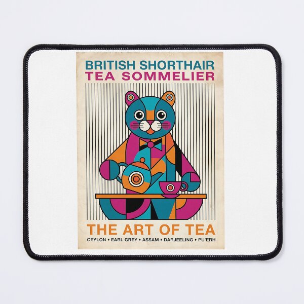 Item preview, British Shorthair Tea Sommelier - Mid Century Modern Pet Poster designed and sold by PictoVibe.