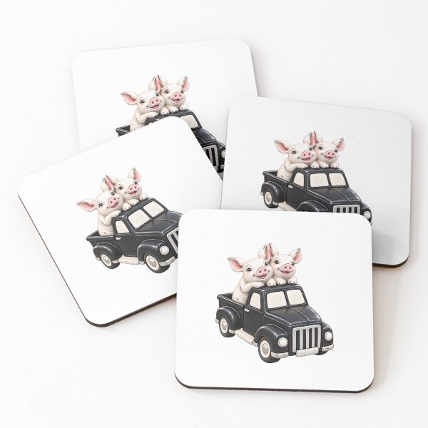 Item preview, Two Little Pigs on a Vintage Black Truck designed and sold by Kimberly Palmer.