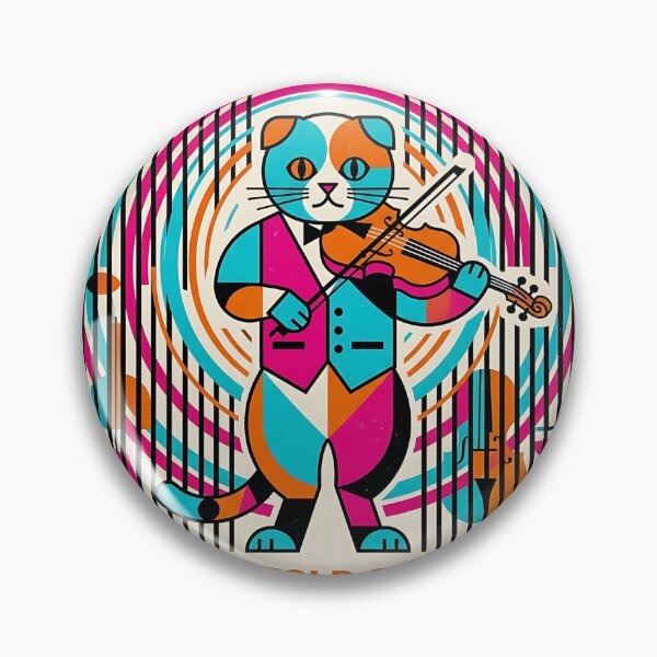 Item preview, Scottish Fold Cat Violinist - Mid Century Modern Pet Poster designed and sold by PictoVibe.