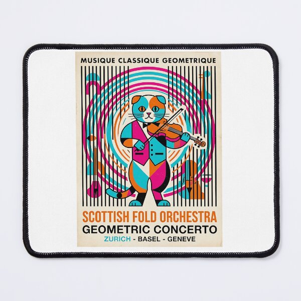 Item preview, Scottish Fold Cat Violinist - Mid Century Modern Pet Poster designed and sold by PictoVibe.