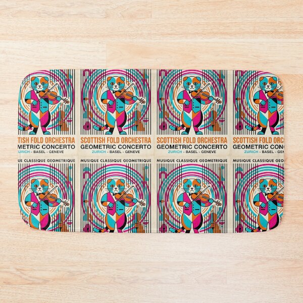 Item preview, Scottish Fold Cat Violinist - Mid Century Modern Pet Poster designed and sold by PictoVibe.