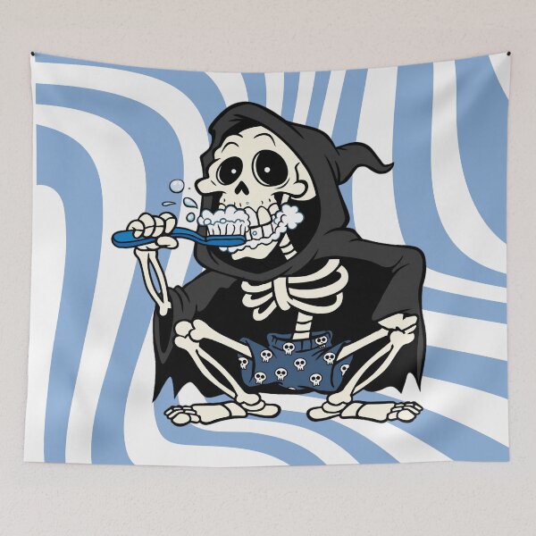 Item preview, Grim Reaper Brushing Teeth Funny Skeleton Graphic designed and sold by 13NINE.