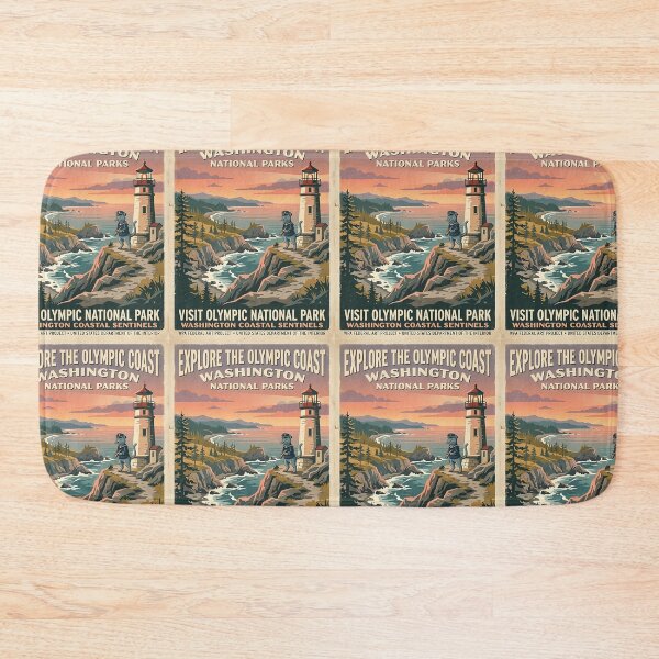 Item preview, Russian Blue Cat Lighthouse Keeper - Vintage WPA National Park Pet Poster designed and sold by PictoVibe.