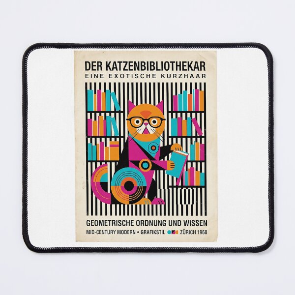 Item preview, Exotic Shorthair Cat Librarian - Mid Century Modern Pet Poster designed and sold by PictoVibe.