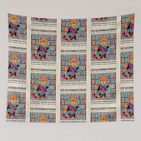 Item preview, Exotic Shorthair Cat Librarian - Mid Century Modern Pet Poster designed and sold by PictoVibe.