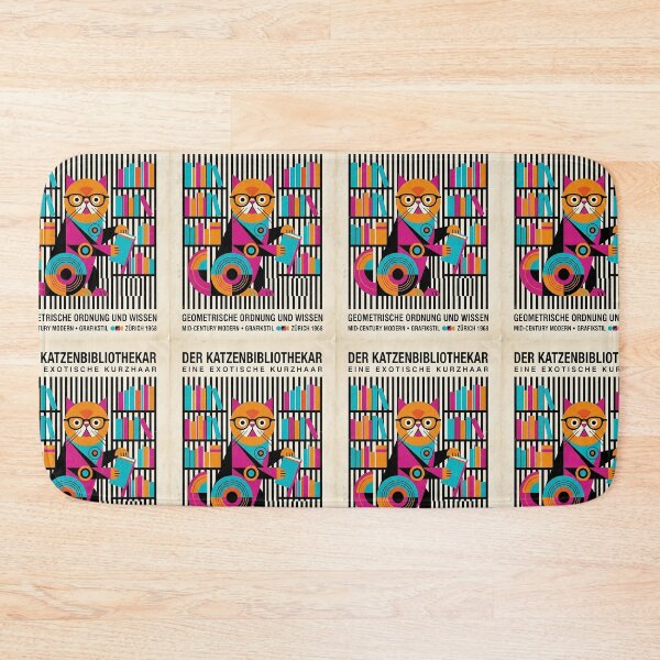 Item preview, Exotic Shorthair Cat Librarian - Mid Century Modern Pet Poster designed and sold by PictoVibe.