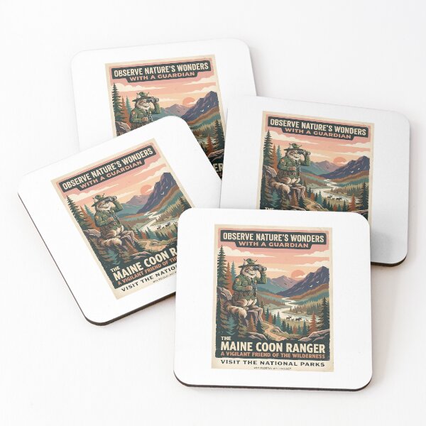 Item preview, Maine Coon Park Ranger - Vintage WPA National Park Pet Poster designed and sold by PictoVibe.