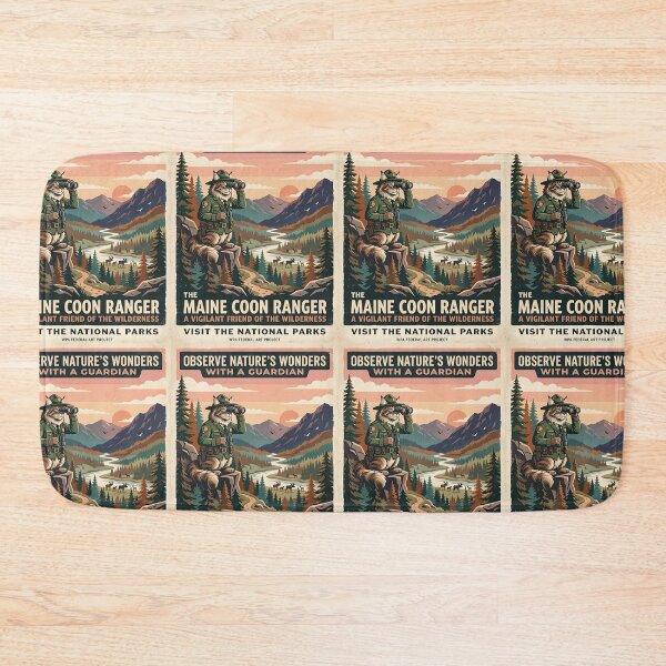 Item preview, Maine Coon Park Ranger - Vintage WPA National Park Pet Poster designed and sold by PictoVibe.