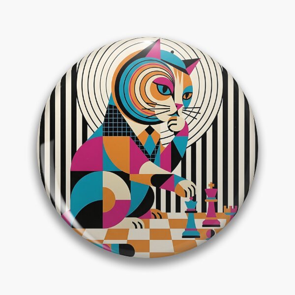 Item preview, Russian Cat Chess Grandmaster - Mid Century Modern Pet Poster designed and sold by PictoVibe.