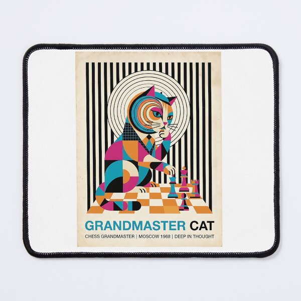 Item preview, Russian Cat Chess Grandmaster - Mid Century Modern Pet Poster designed and sold by PictoVibe.