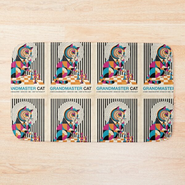 Item preview, Russian Cat Chess Grandmaster - Mid Century Modern Pet Poster designed and sold by PictoVibe.