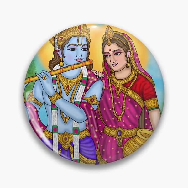 Item preview, Radha Krishna Digital Drawing | Divine Hindu Couple Spiritual Artwork designed and sold by Harshit_Digital_Arts.