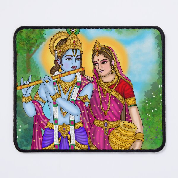 Item preview, Radha Krishna Digital Drawing | Divine Hindu Couple Spiritual Artwork designed and sold by Harshit_Digital_Arts.